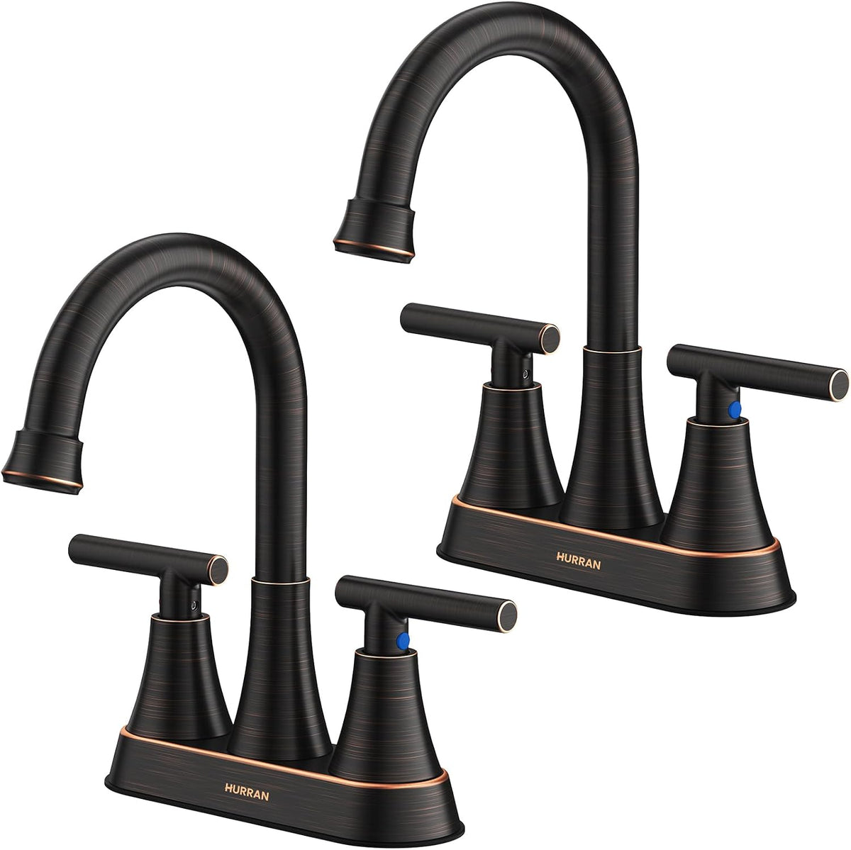 Matte Black Bathroom Faucet, Hurran 4 inch Centerset 2-Handle Lead-Free