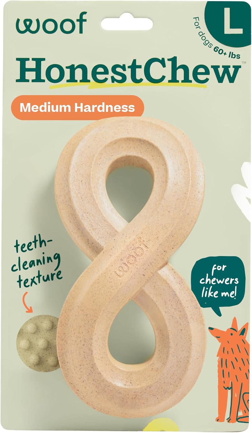WOOF HonestChew Infinity Dog Chew Toy for Dogs Under 25 lbs | Plant-based materials, easy-grip design, splinter-resistant, durable chew, supports dental care