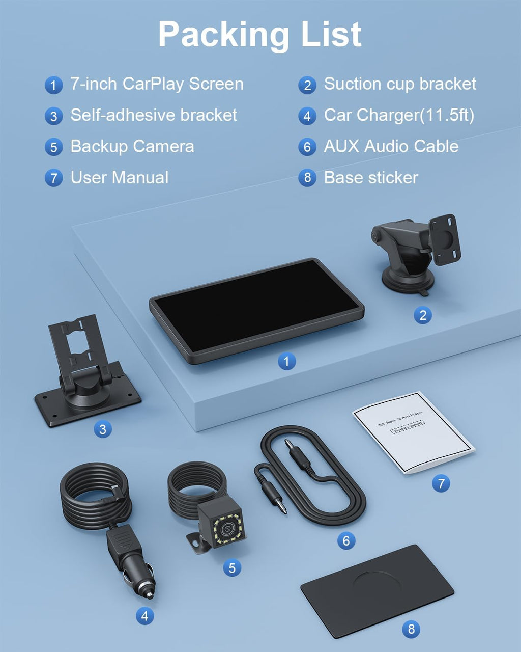 Carplay Screen for Car, 7" Wireless Apple Carplay & Android Auto