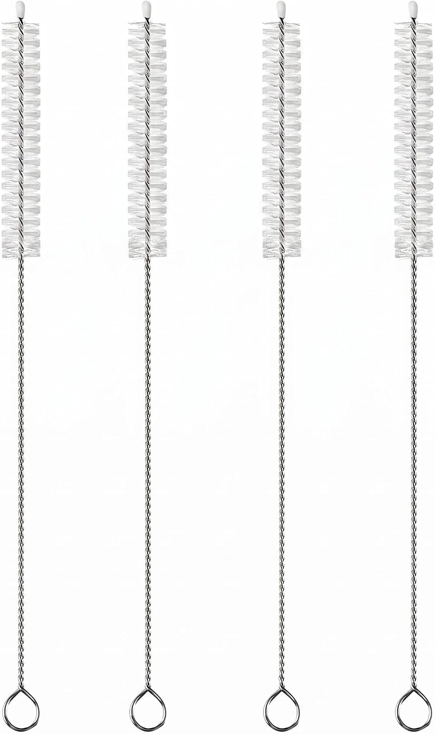 2 Pack Straw Cleaner Brush, Reusable Metal Handles Straw Cleaner Brush Extra Long for Stanley Mug 40, 30, 20 oz, 10mm Wide for Sippy Cup, Water Bottle and Tubes (Clear+Clear)