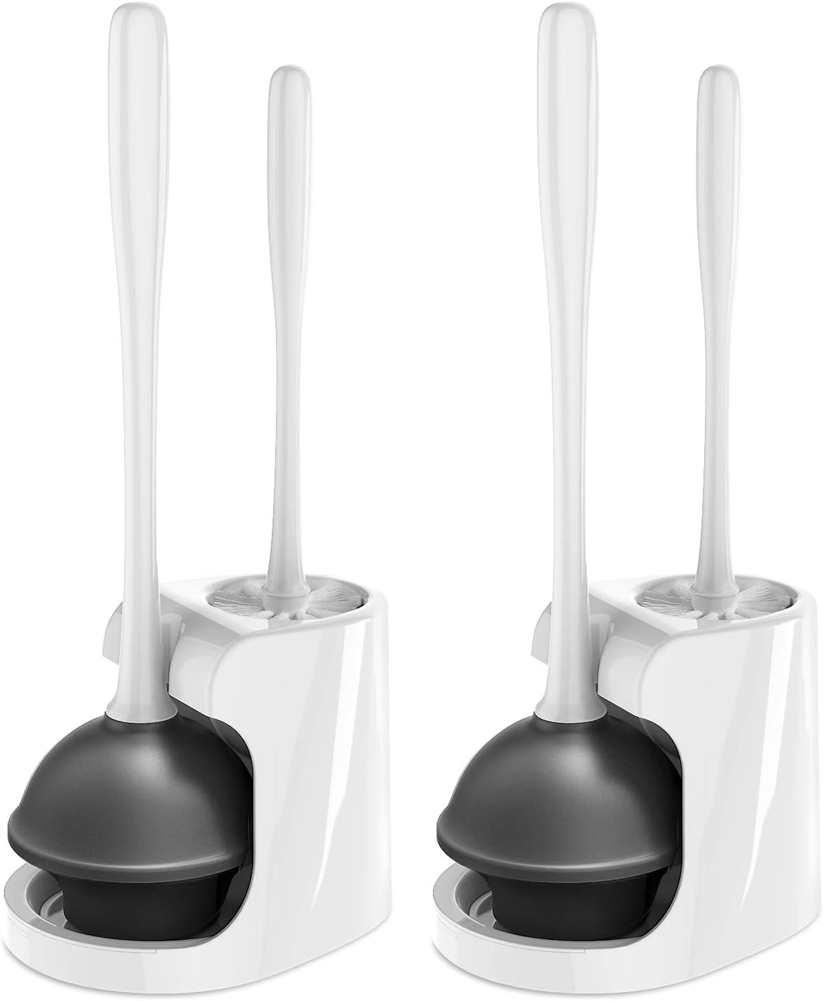 MR.SIGA Toilet Plunger and Brush Combo for Toilet Cleaning, Black, 2 Set