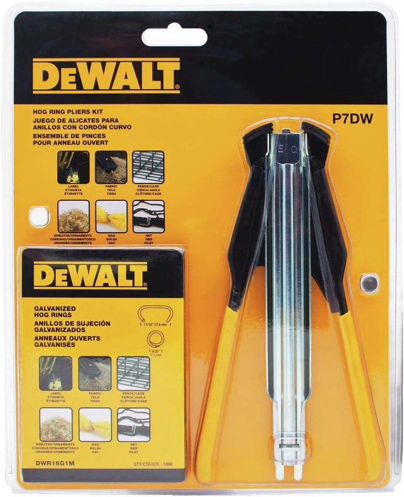 DEWALT Hog Ring Pliers Kit, Includes Pliers and 1000 Ring Pack (P7DW)