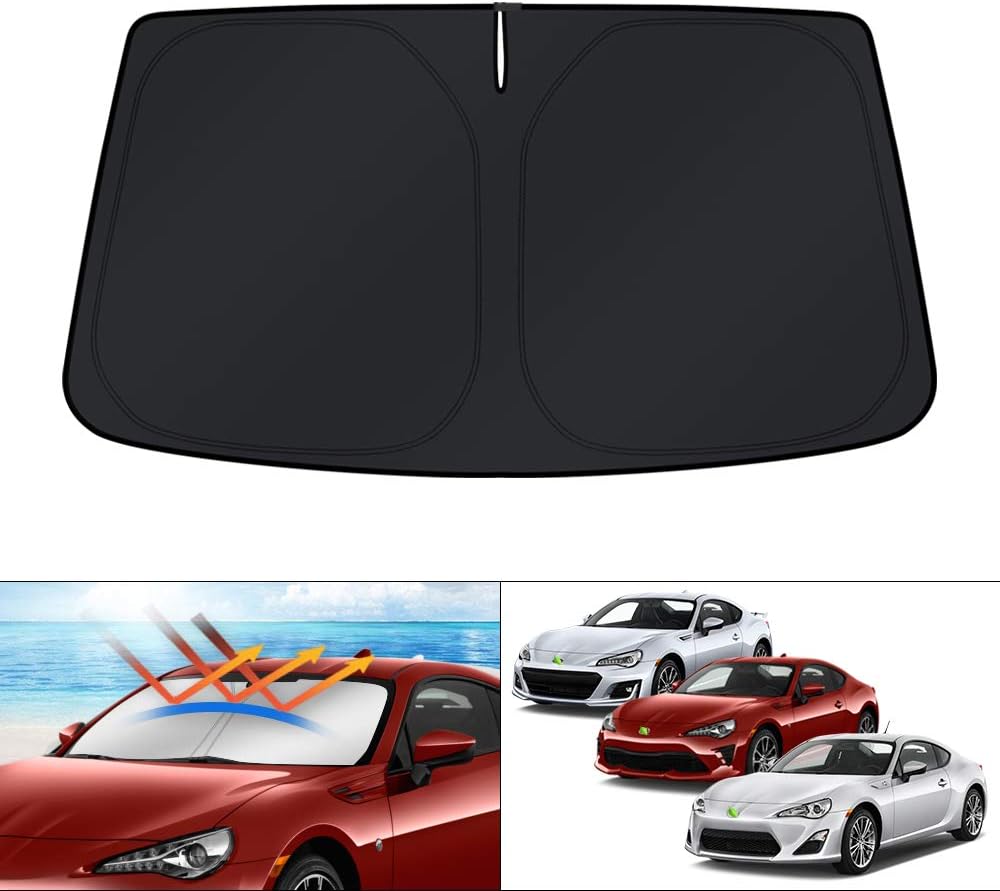 KUST Windshield Sun Shade for 2017-2026 Tesla Model Y/Model 3 Sunshade Accessories (Fit 2025-2026 Model Y Juniper / 2024 Model 3 Highland) Upgraded Foldable Sunshade, Blocks UV Rays Keep Car Cool