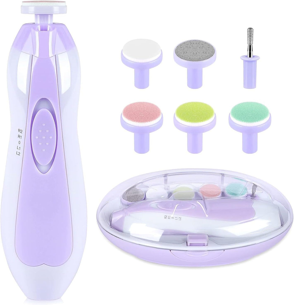 Qunlions life Electric Nail File Drill for Baby No Sharp Claws Hurt, 6 in 1 Safety Cutter Trimmer Clipper for Toes and Fingers (Blue)