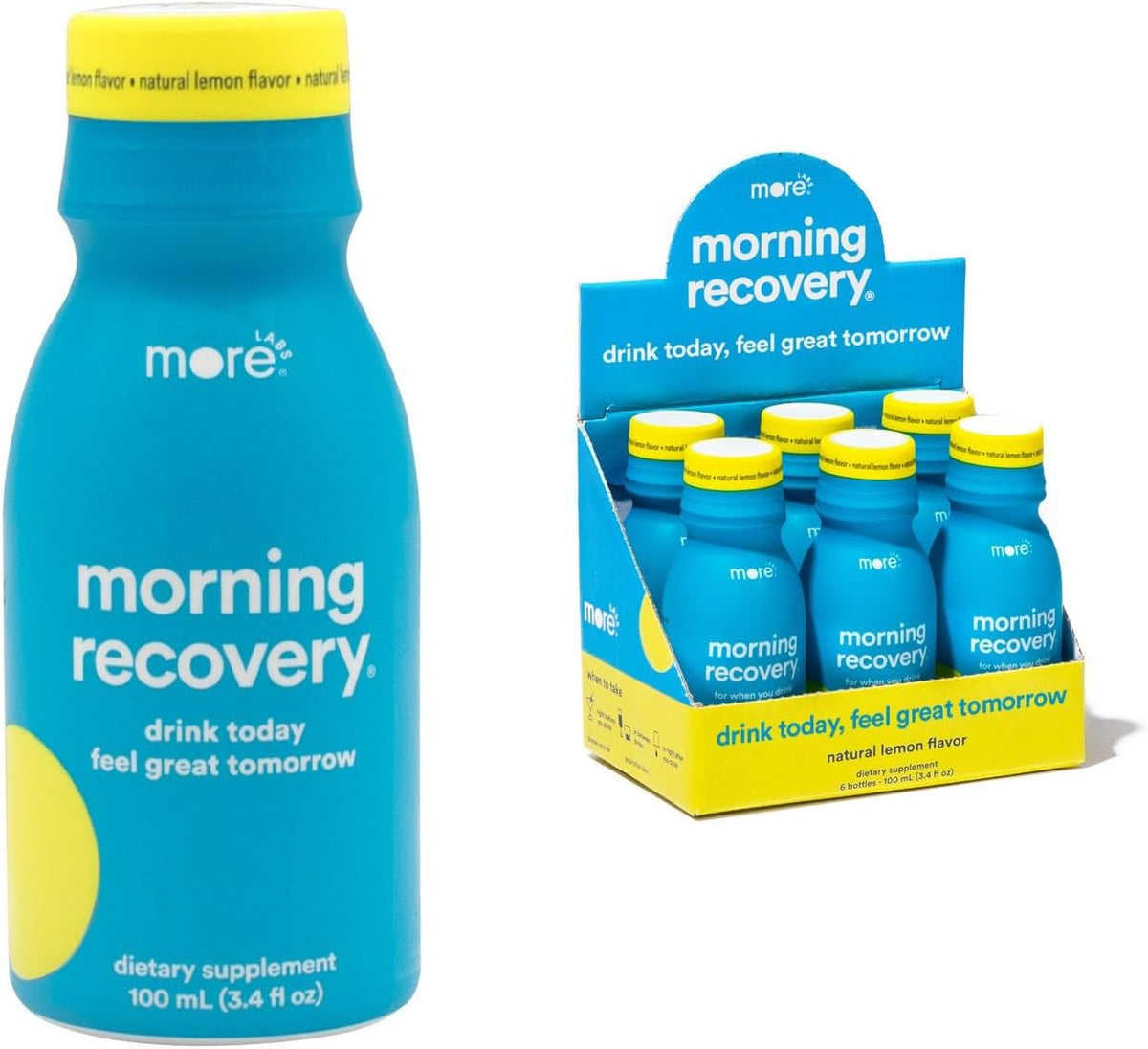 Morning Recovery DHM Electrolyte, Milk Thistle Drink Proprietary Formulation to Hydrate While Drinking, Non GMO, Vegan, Gluten-Free, Sugar-Free Lemon, Pack of 6