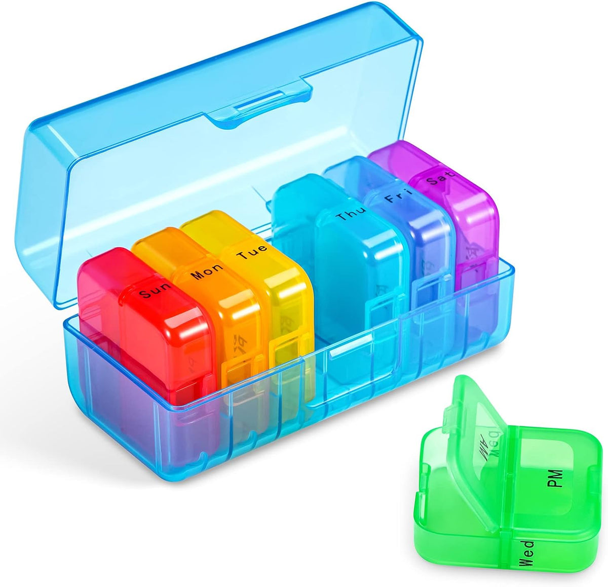 Zoksi Weekly Pill Organizer 2 Times a Day, Wallet-Size Pill Case (AM&PM)
