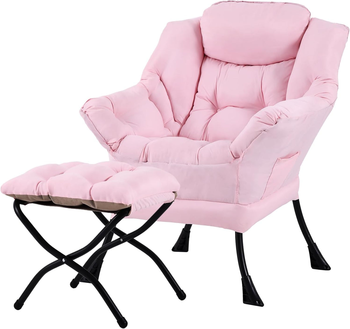 Tiita Lazy Chair with Ottoman, Comfy Reading Accent Chair, Dark Grey