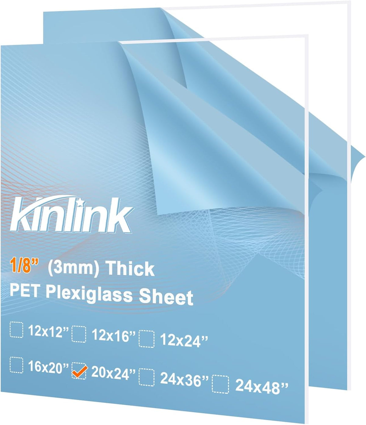 KINLINK 24x36 Plexiglass Sheets 1/8 inch Thick, 3mm Clear PET Plastic Sheet for DIY Project, Craft, Table top, Picture Frame, Acrylic Sign and Wedding Invitation 2 Pack