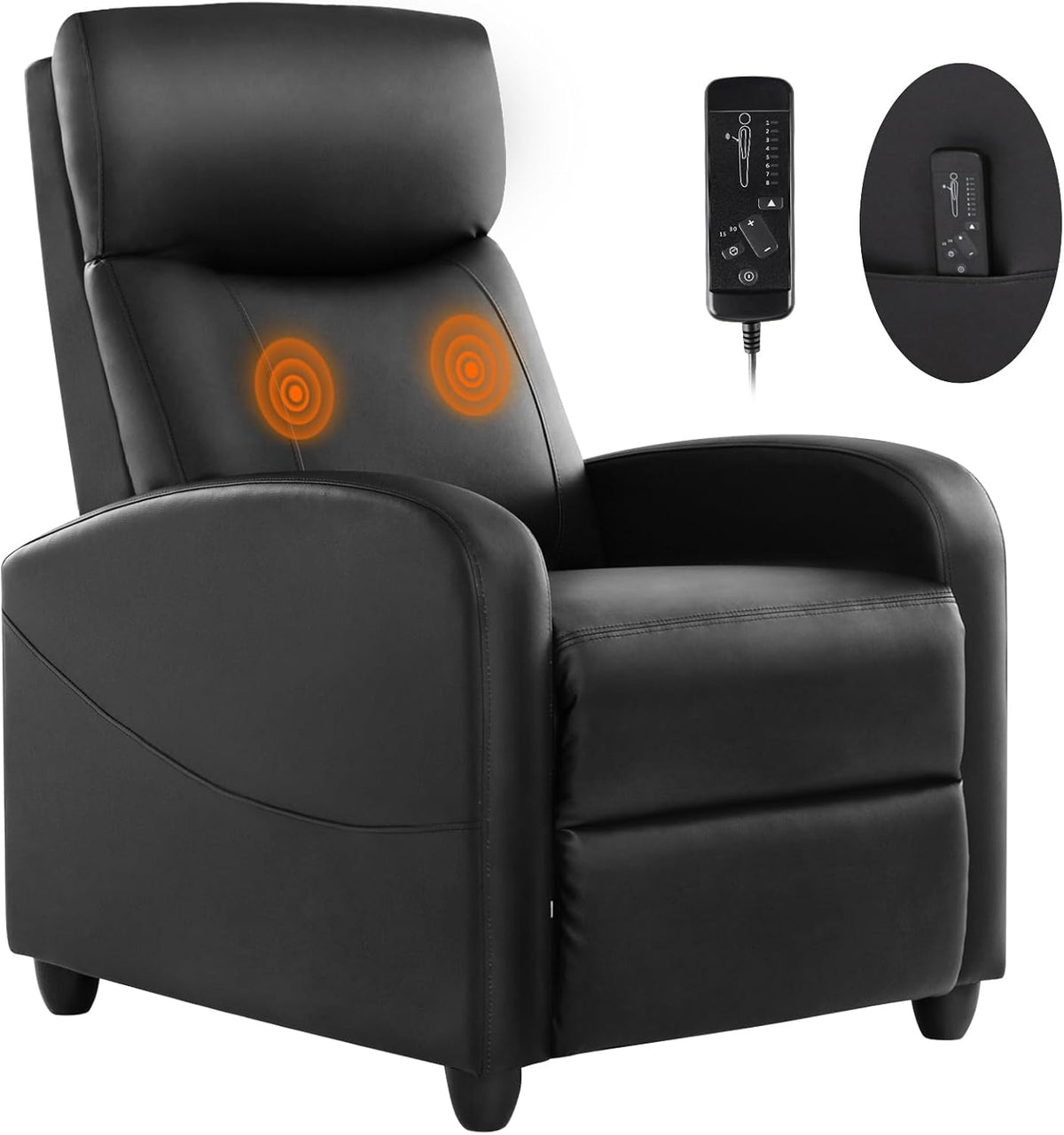 Sweetcrispy Massage Recliner Chair for Adults, Adjustable Home Theater Seating with Lumbar Support for Living Room, Modern Fabric Reclining for Small Space, Grey