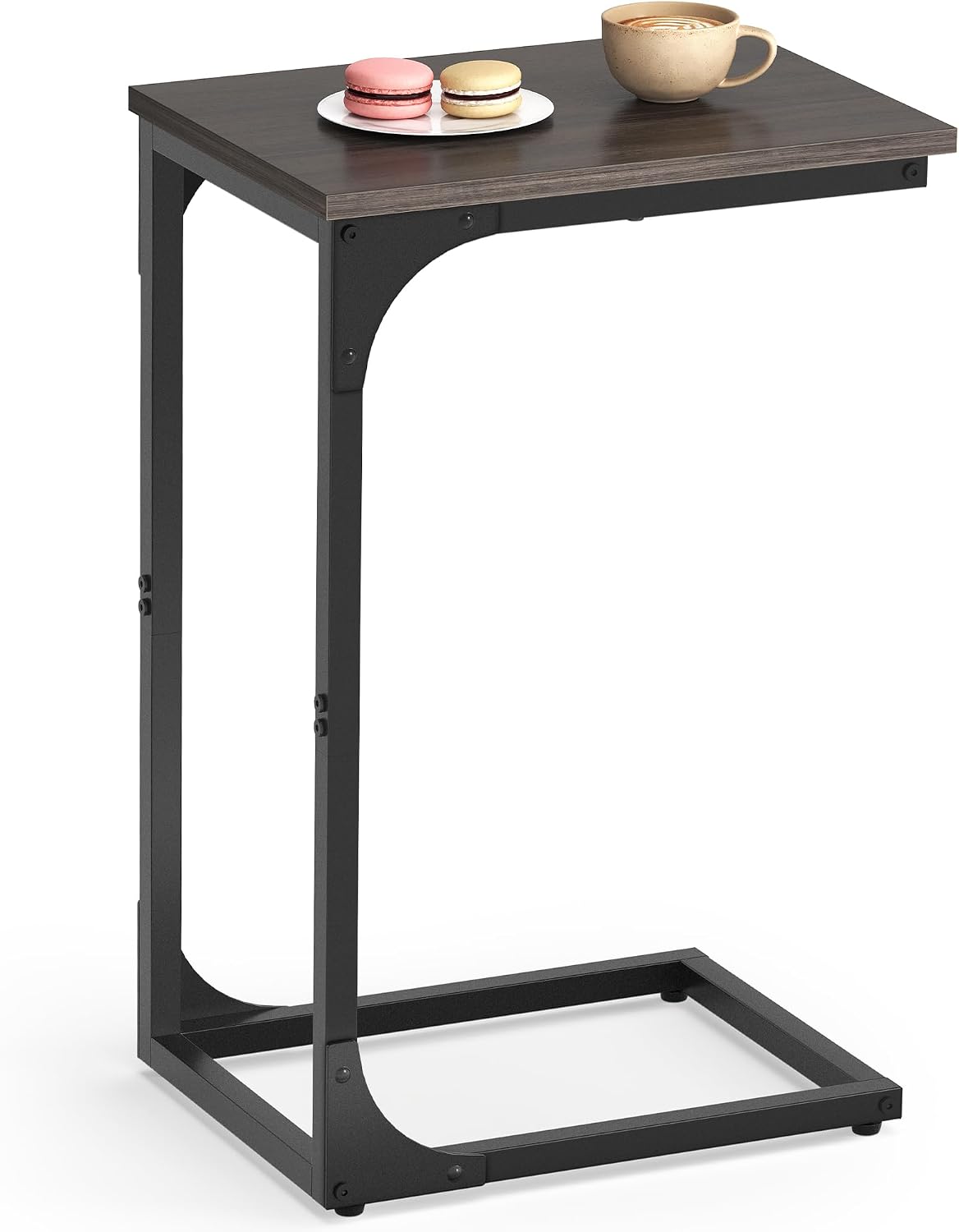 VASAGLE C-Shaped End Table, Small Sofa Side Table with Metal Frame