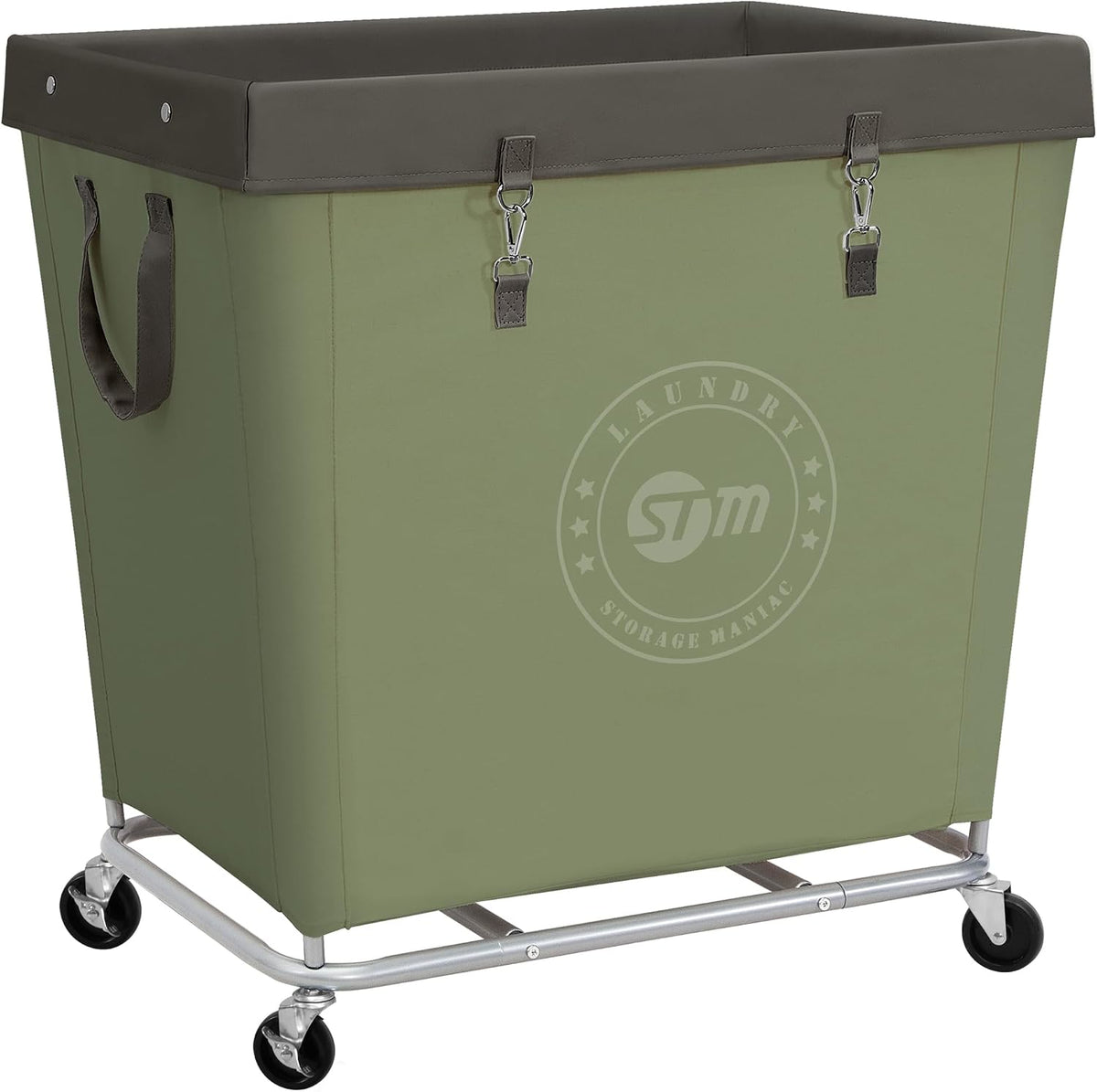 STORAGE MANIAC Commercial Laundry Hamper with Heavy Duty Steel Frame, 160 L Industrial Clothes Basket Cart with Wheels for Big Family, Home, Hotel, Laundry Room, 18''L x 18''W x 31''H, Medium Beige