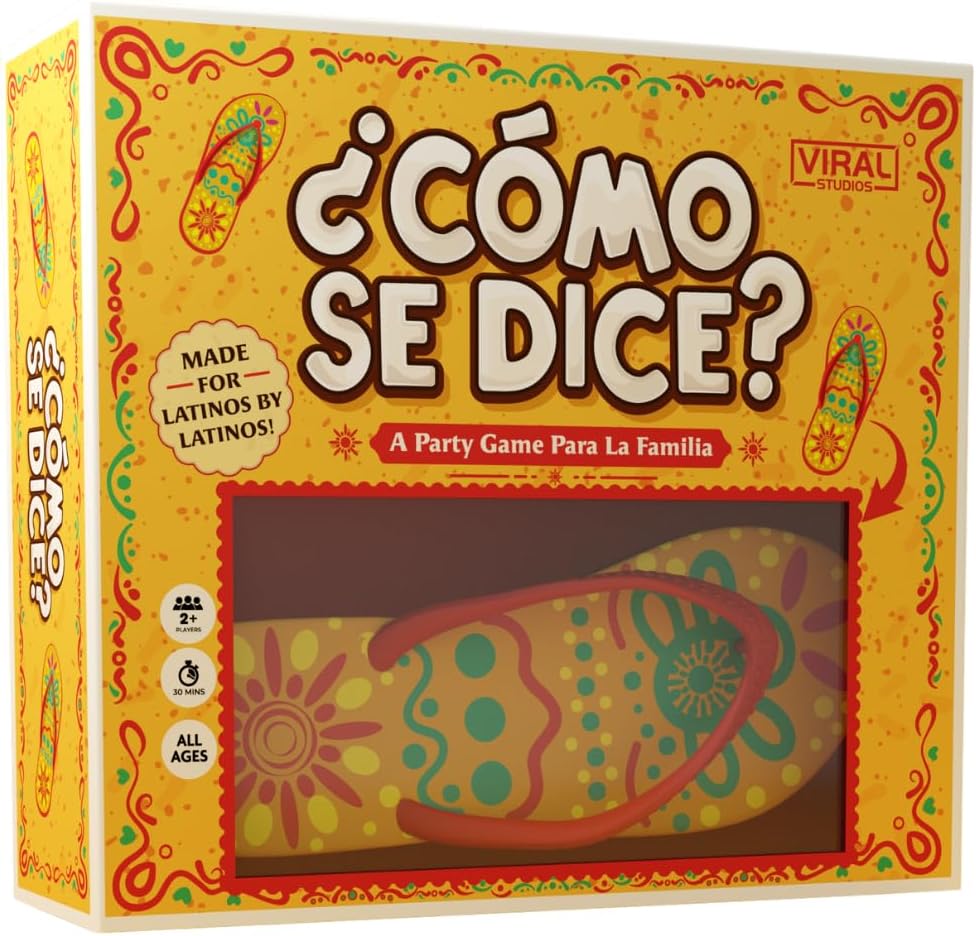 Viral Studios ¿Cómo Se Dice? – Hilarious Spanish Party Card Game, “Chancla” Included | Funny Latino Game for Families & Adults Game Night | Spanish Trivia for No Sabo Kids | 3+ Players