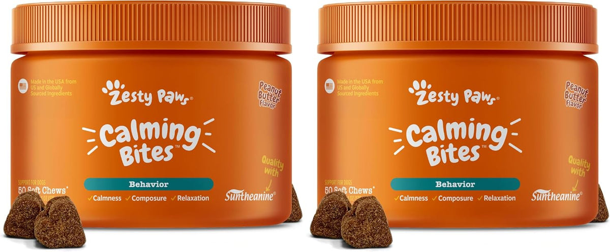 Zesty Paws Calming Chews for Dogs - Dog Calming Supplement, PB, 90 Ct