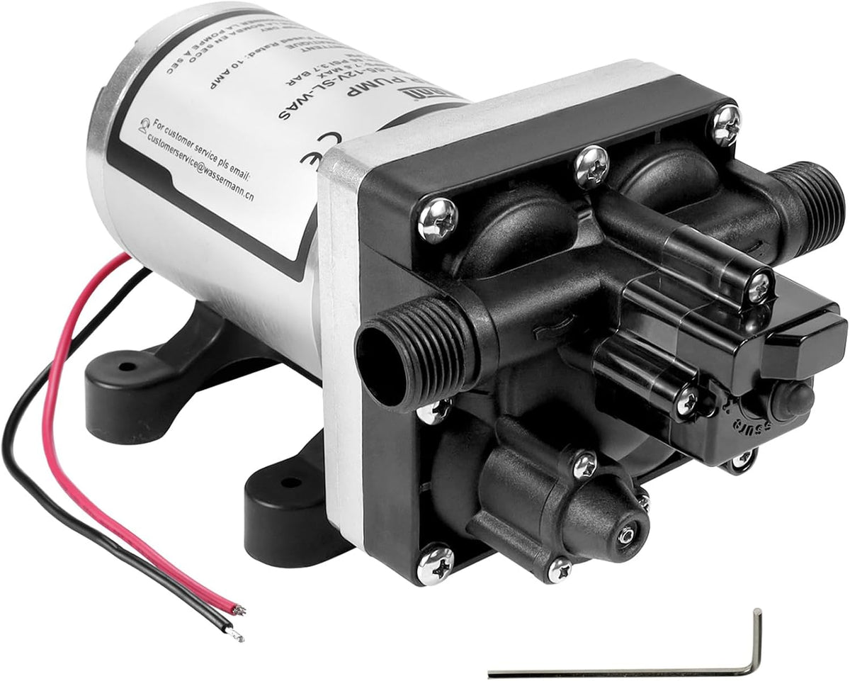 WASSERMANN RV Pump, 12V Self-priming RV Water Pressure Pump 4.0GPM 45PSI with Pressure Switch, for RV Marine Camping Yacht Garden, 12Volt DC Fresh Water Pumps RV Water Pump 2088-554-144 Replacement