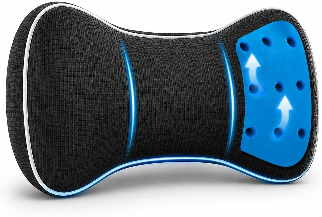 SAMSONITE Car Neck Pillow – Memory Foam Car Seat Headrest Cushion, Ergonomic Neck Support for Driving, Comfortable Head Rest for Long Trips, Travel Pillow for Cars & Office Chairs, Black