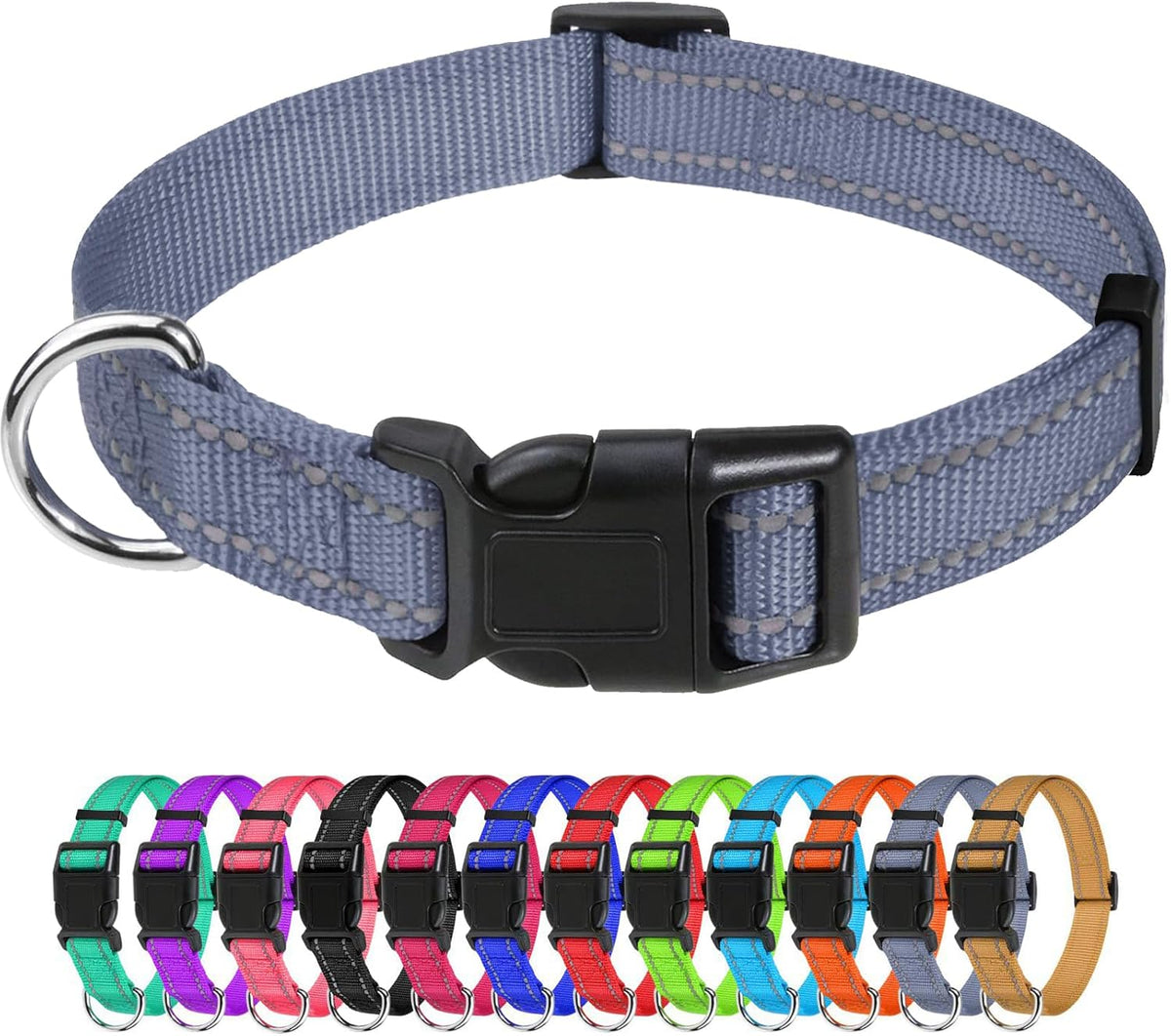 TagME Small Dog Collar, Reflective Puppy Collar, Sky Blue, 3/8" Width