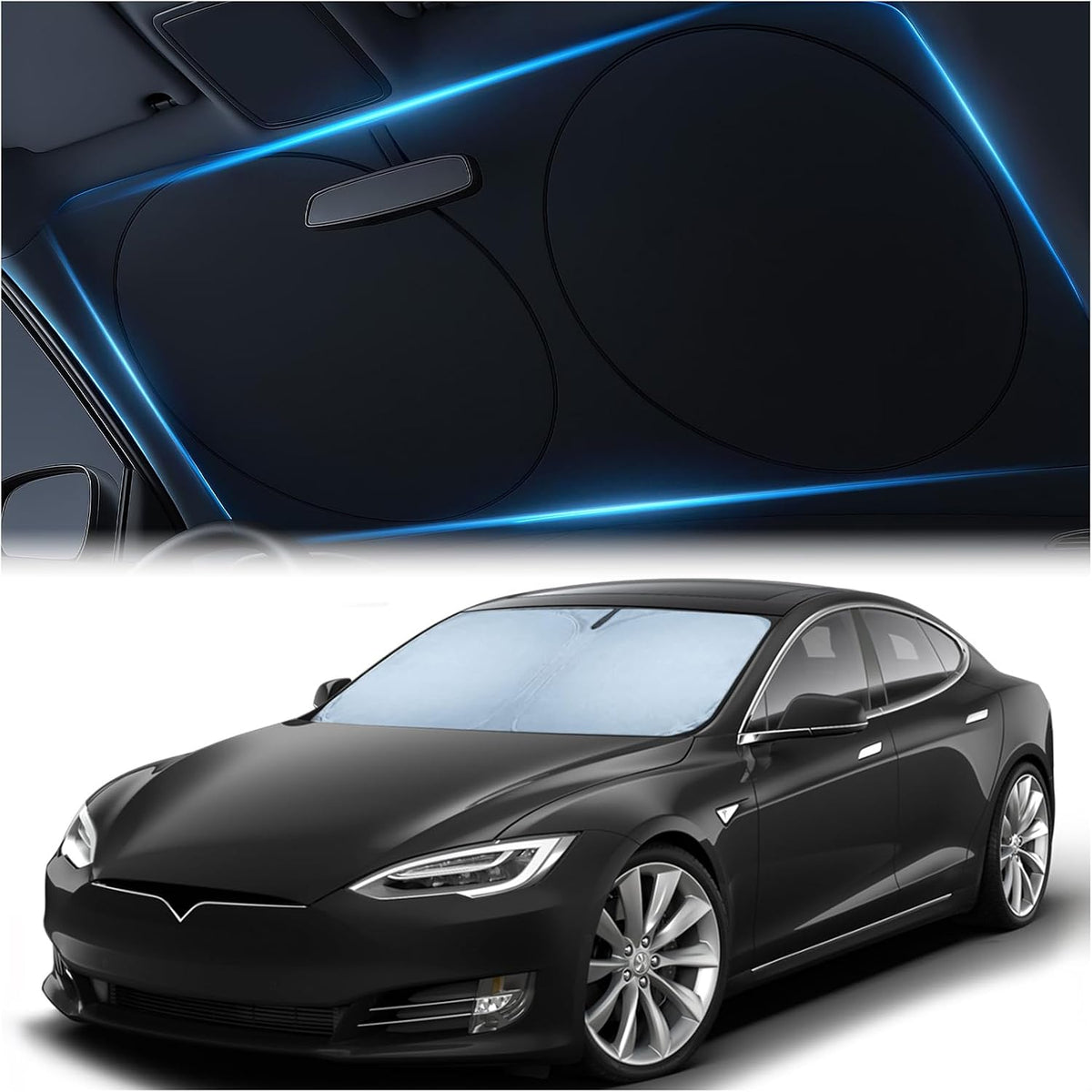 Magnelex Car Windshield Sunshade – Double-Layer Design for 2X Heat Blocking, Blocks UV Rays, Foldable Sun Shade for Cars, Trucks & SUVs, Keeps Interior Cooler, Medium (59 x 31 in)