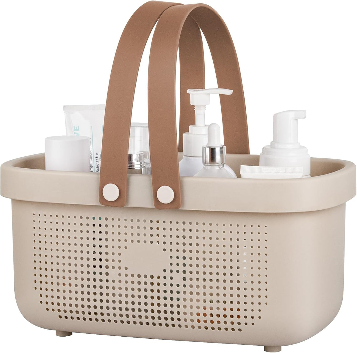 JiatuA Plastic Storage Basket with Handle Portable Shower Caddy Tote Organizer Basket Bin for Bathroom Kitchen Dorm Room Bedroom, Green