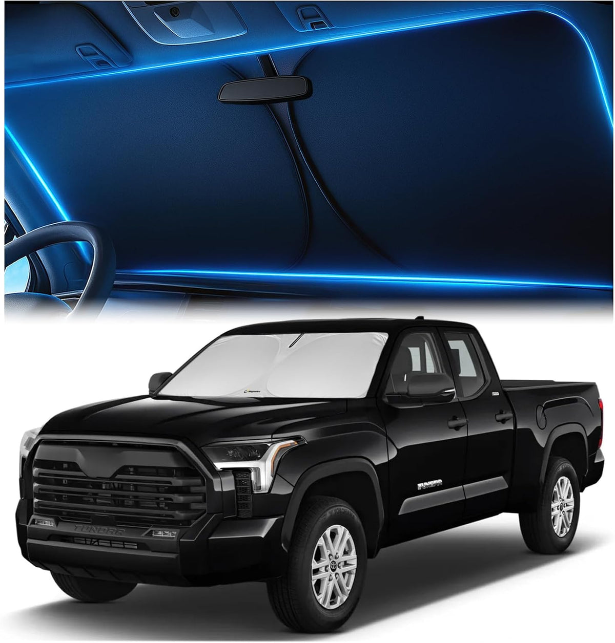 Magnelex Windshield Sun Shade for GMC Sierra 1500 2500 3500 (SLT AT4 Denali) 2019-2026, Foldable Car Window Sunshade, Heat & UV Visor Cover, Reflective Front Shades Accessories