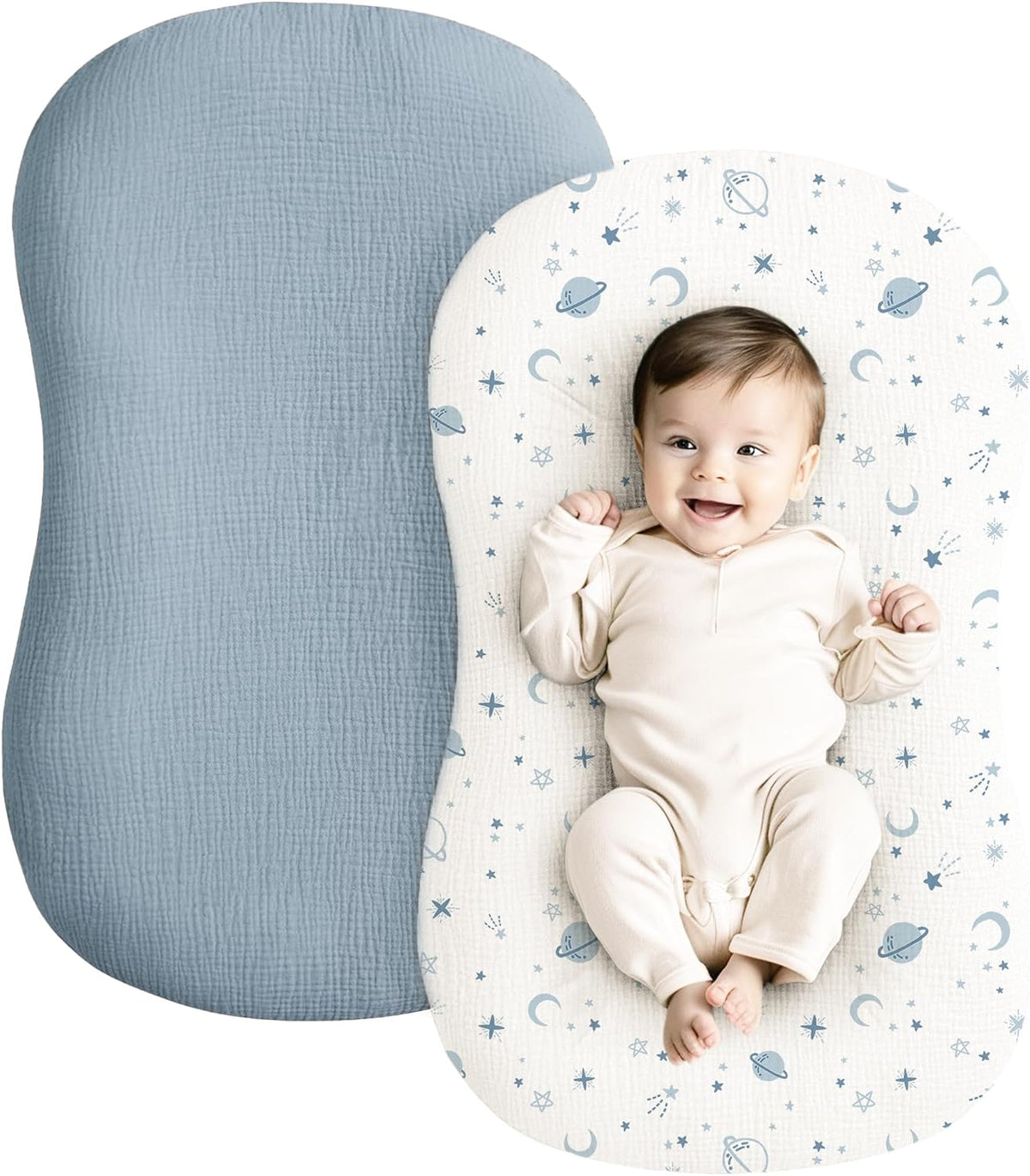 Konssy 2 Pack Muslin Baby Lounger Covers, Covers Only, 30.7" x 20"