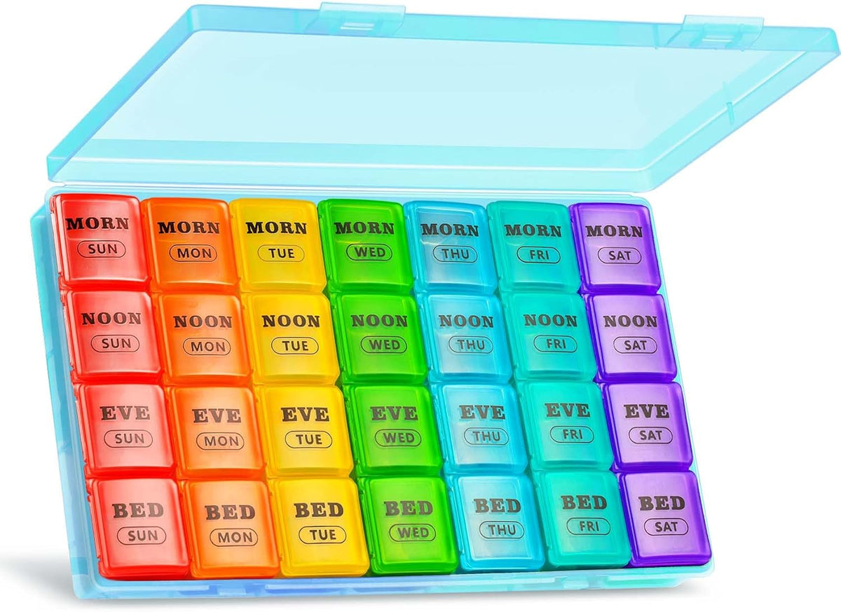Mossime Pill Organizer 4 Times a Day, XL Weekly AM PM Pill Box, 7 Day Large