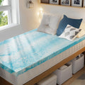 PERLECARE 3 Inch Queen Memory Foam Mattress Topper, Cooling Gel Infused Mattress Pad, Ventilated Bed Topper for Pressure Relief, Made with CertiPUR-US® Certified Foam, Blue