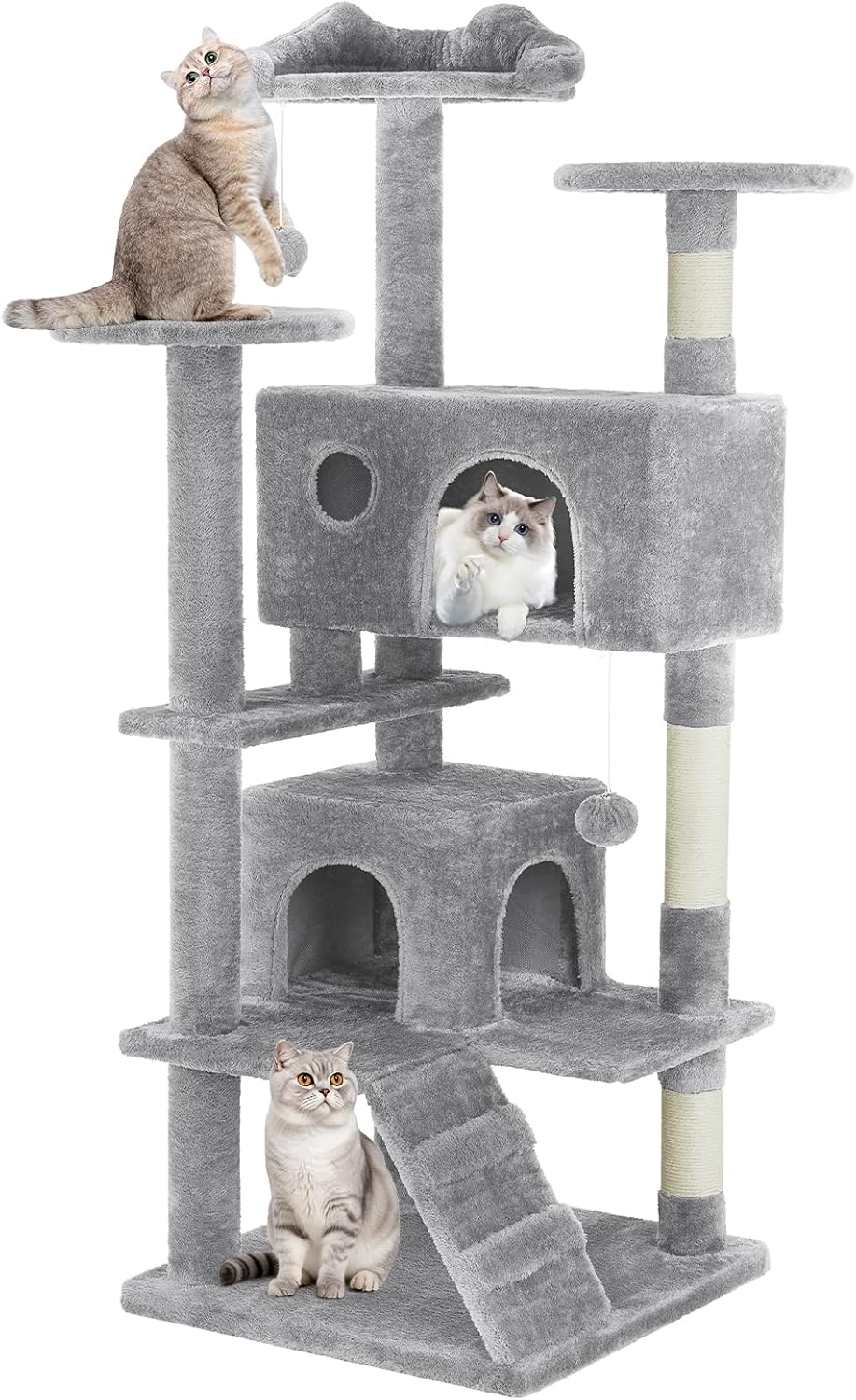 Sweetcrispy 54-inch Cat Tree Tower with Scratching Posts, Indoor Use