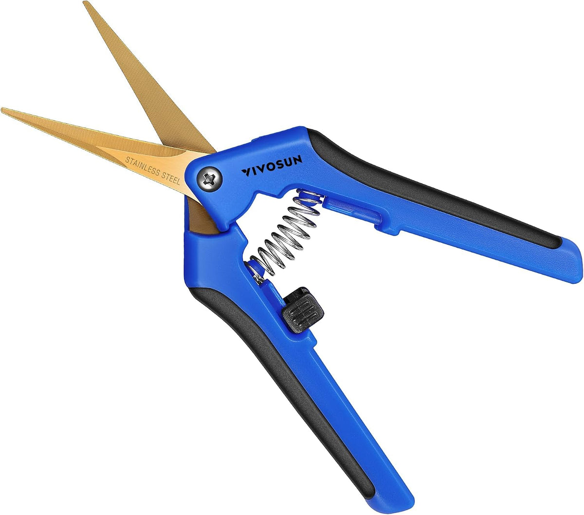 VIVOSUN 6.5 Inch Gardening Scissors Hand Pruner Pruning Shear with Straight Stainless Steel Blades Orange 1-Pack