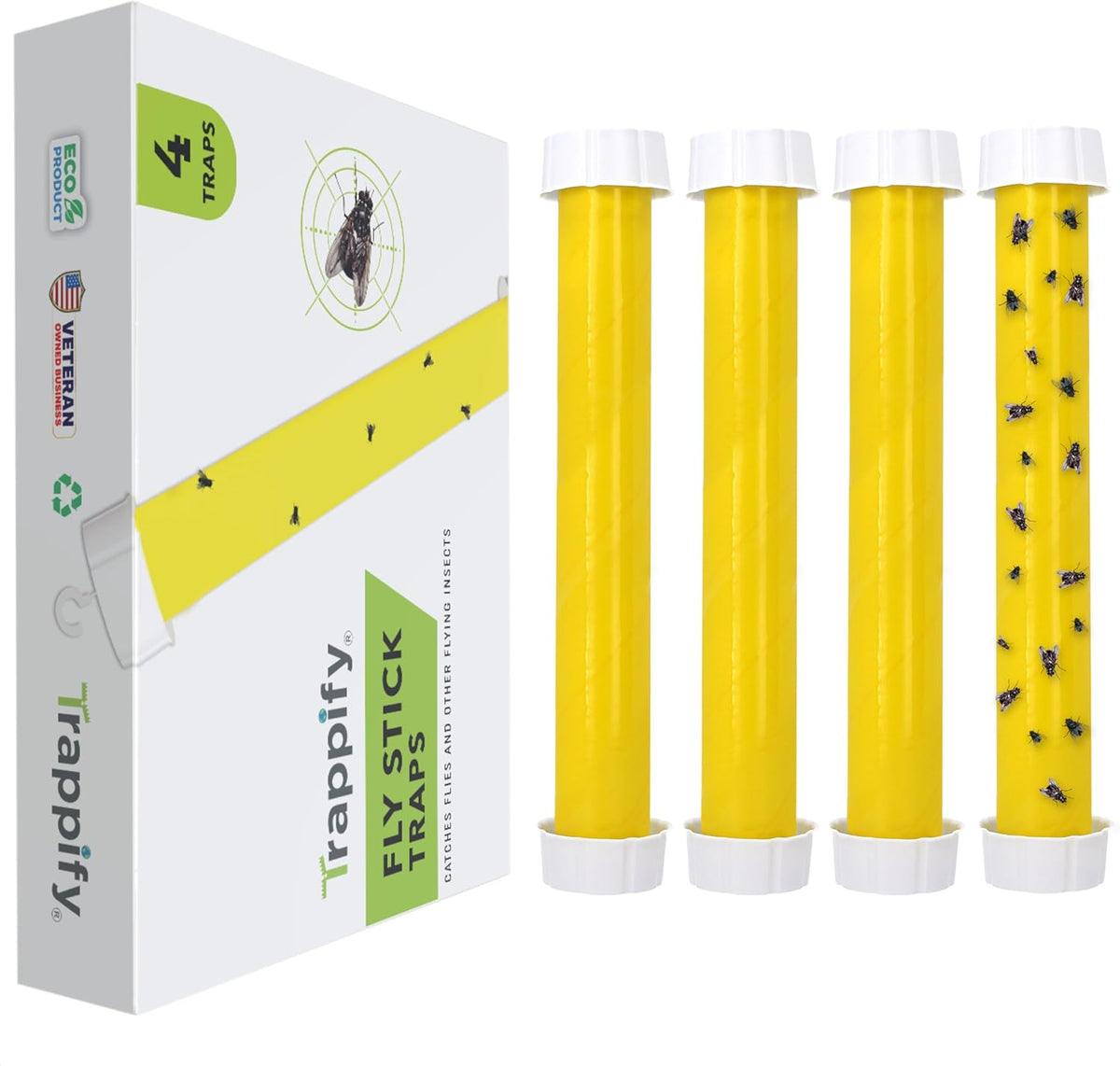 Trappify Hanging Fly Trap & Fruit Fly Traps for Indoors, Yellow, 2 Pack