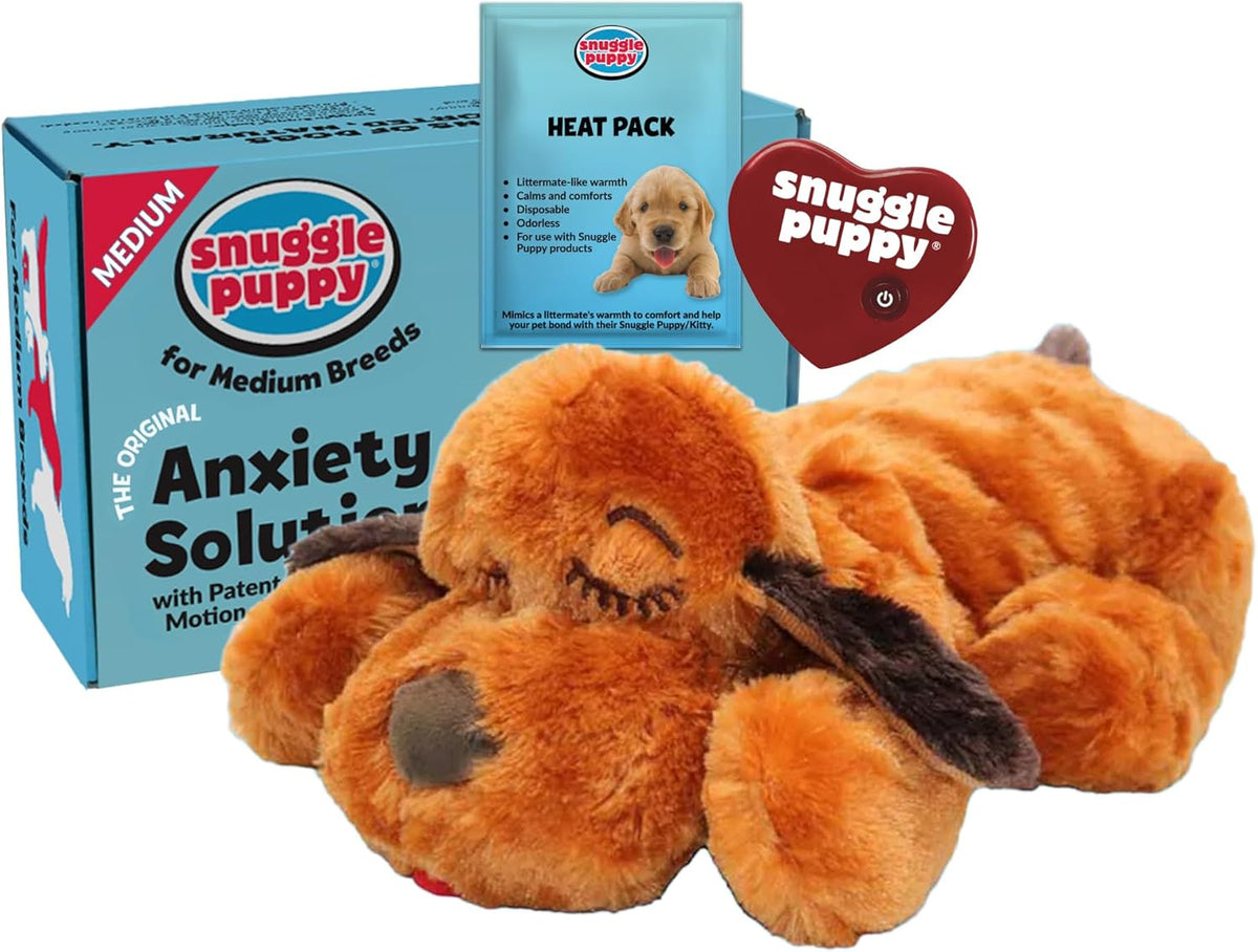 Snuggle Puppy Heartbeat Toy, Calming Comfort, Medium Breeds - Biscuit | Calming heartbeat toy, crate training comfort, heat pack, new puppy essentials, first nights, sleep, medium breeds 25-70 lbs
