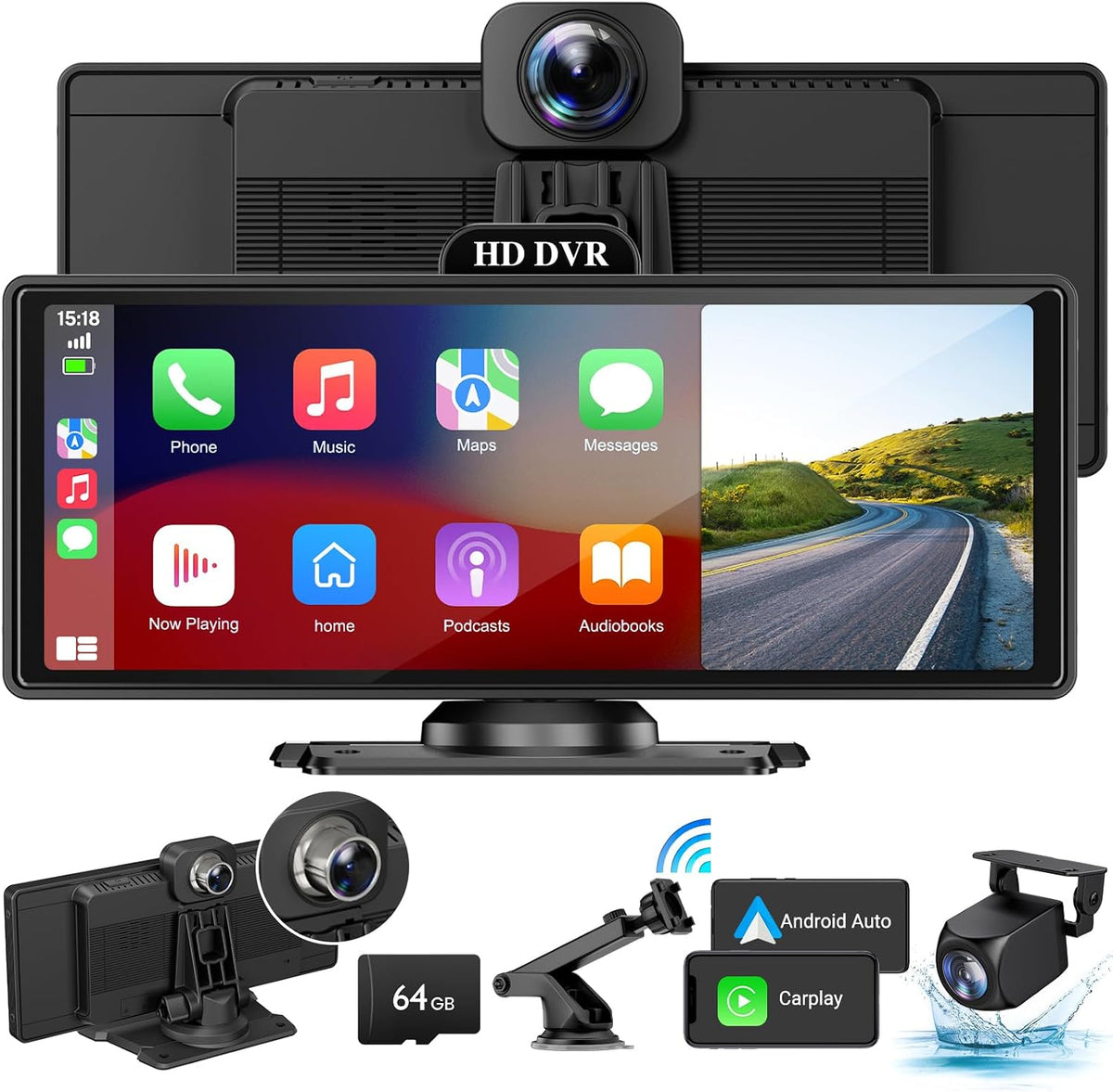 9" Wireless Apple Carplay Screen for Car with OTA Update, Backup Camera