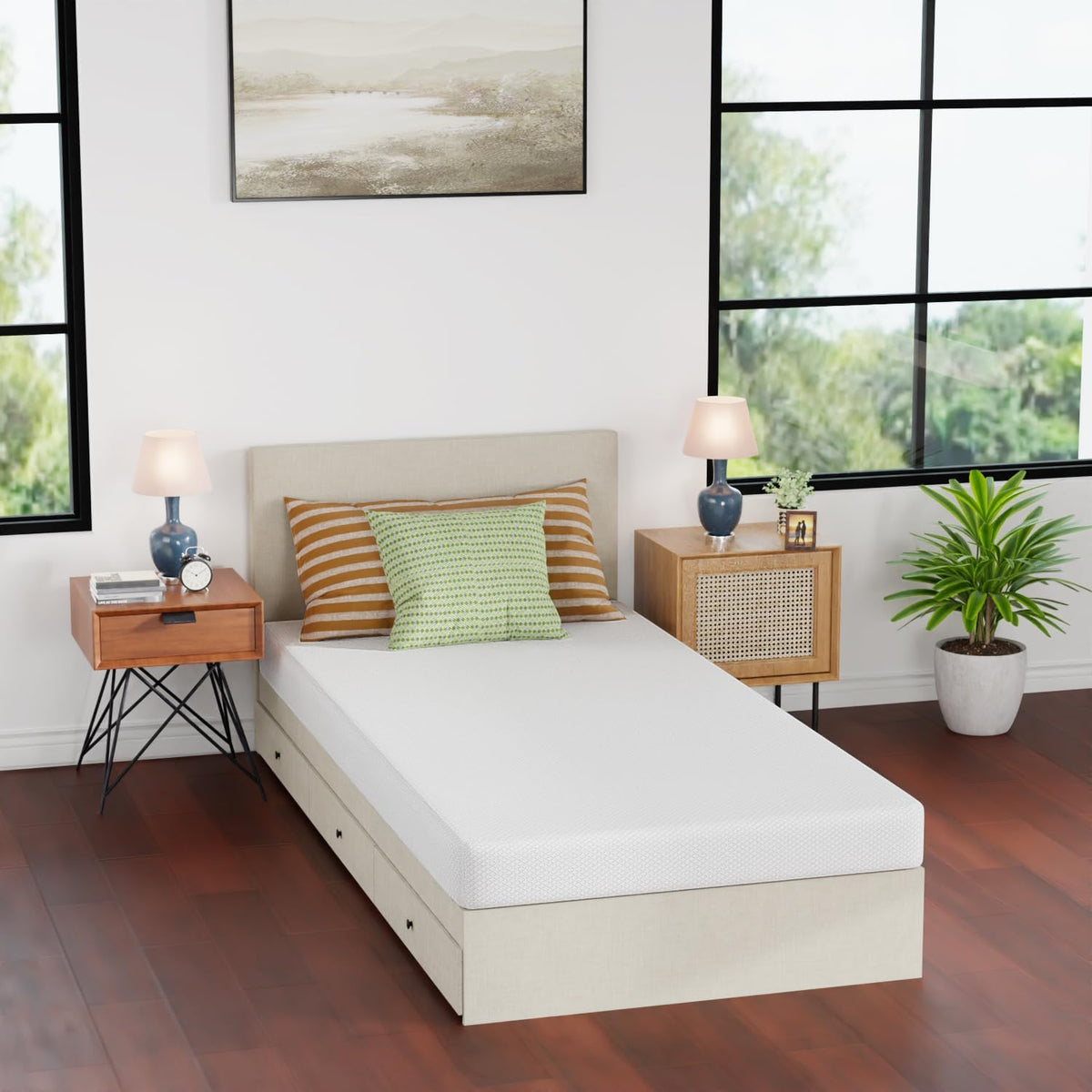 FDW | 8 Inch Twin Mattress | Medium Firm | Gel Memory Foam | White