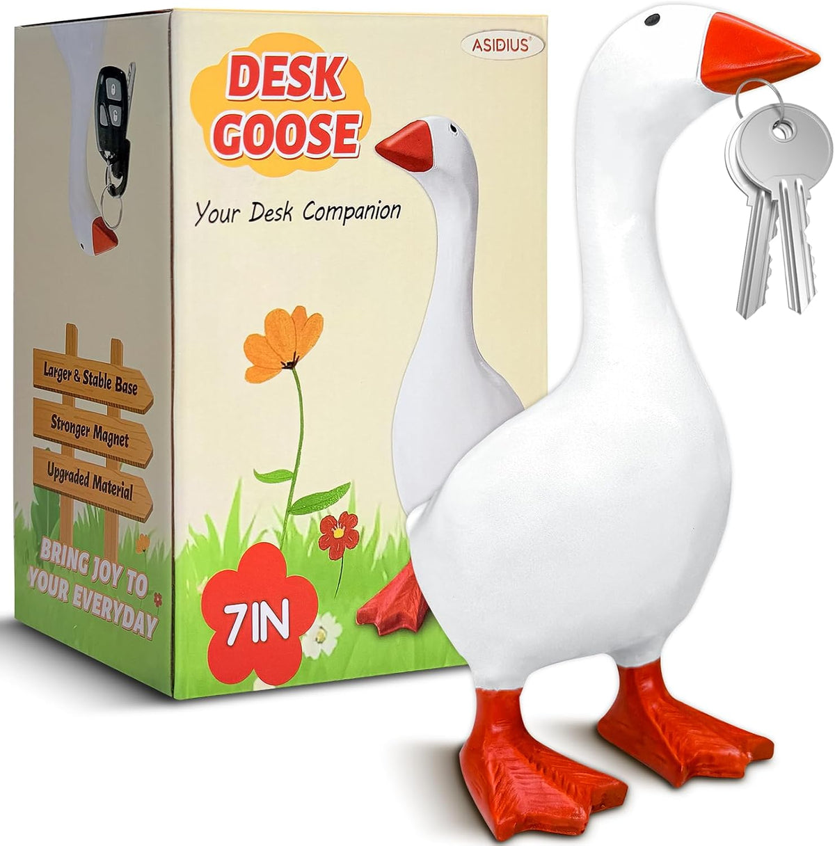 7 Inch Desk Goose Key Holder, Upgraded Magnetic Beak