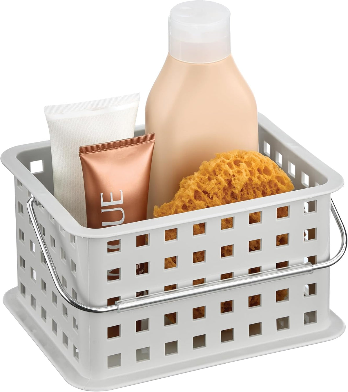 iDesign Portable Shower Caddy Basket with Handle, White