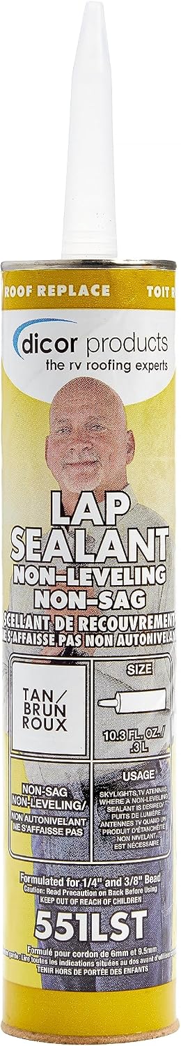 Dicor 501LSW-1 Self-Leveling Lap Sealant, White, 10.3 Oz, RV Roofing