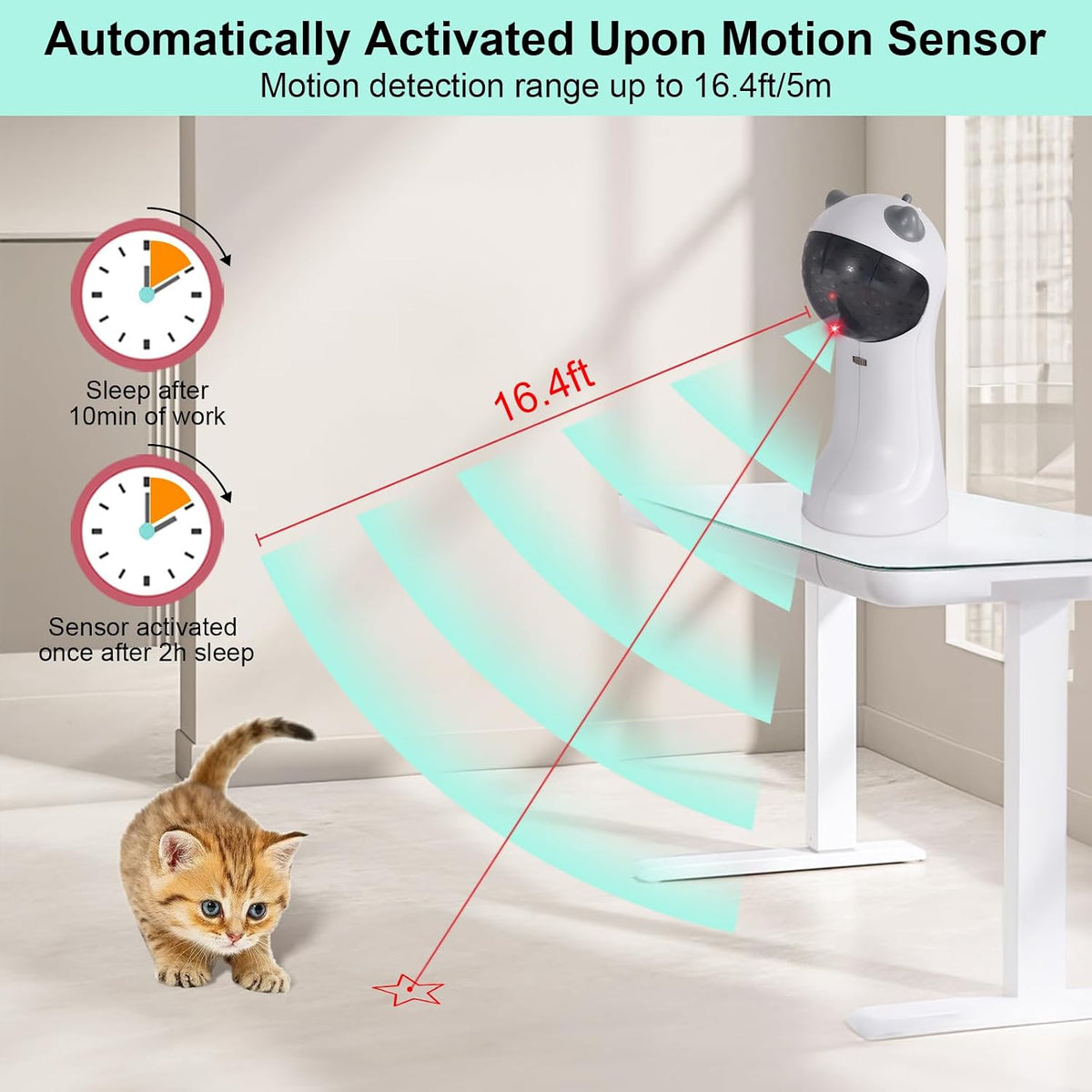 TBTeek Cat Toy, Automatic Motion-Activated, 5 Fun Patterns, 4 Speed Modes