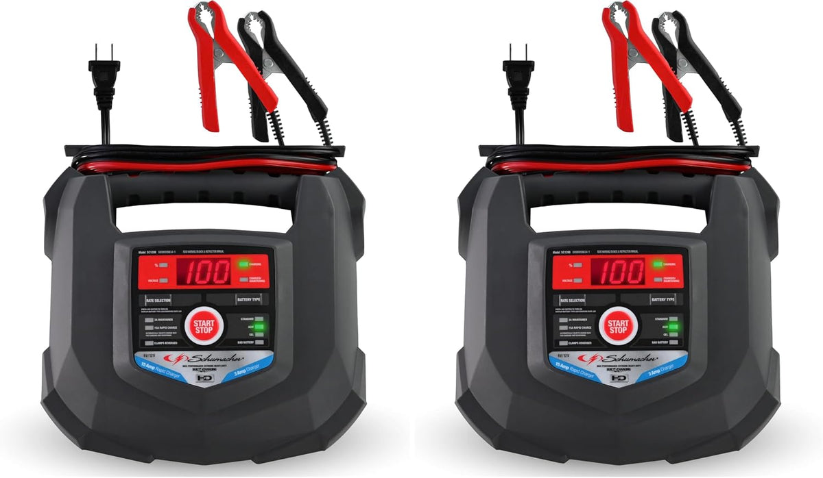 Schumacher Electric Car Battery Charger 12V/6V - Trickle Charger, Maintainer for Automobile & Marine Batteries (AGM/Gel/Deep Cycle) - SC1280