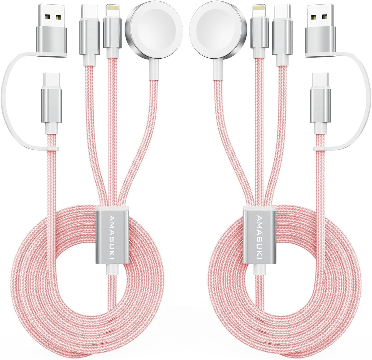 Travel Essentials,3 in 2 USB C Cable for Apple Watch Charger,iPhone Charger,Multi Charging Cable,Cruise Vacation Camping Essentials for iWatch Series 11-2/Ultra,iPhone 17-12,Car Accessories,Grey-6FT