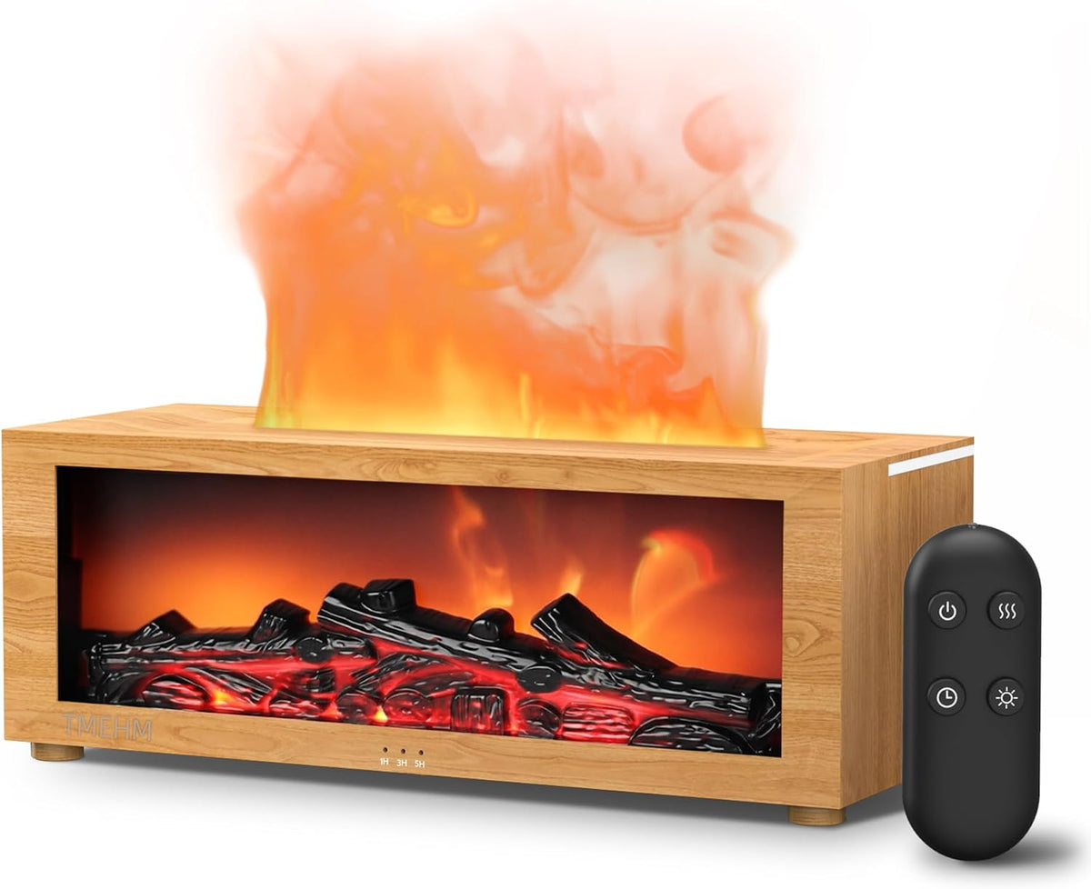 TMEHM Fireplace Flame Essential Oil Diffuser Humidifier, Aromatherapy
