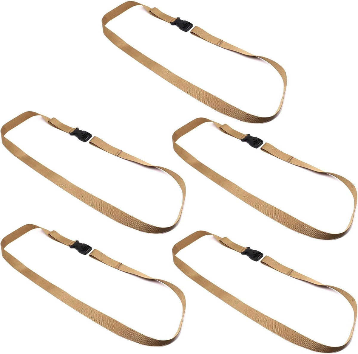 5Pcs Black Nylon Strap 1" x 47" (3.9ft) Buckle Straps with Quick Release Adjustable Straps with Buckles, Tie Down Strap for Backpacking, Outdoor Activities