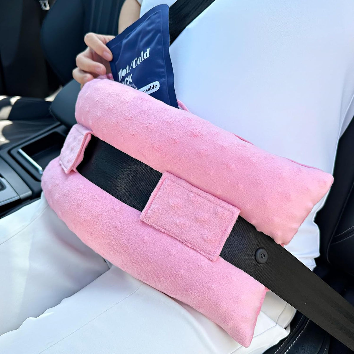 Hysterectomy Seatbelt Pillow Post Abdominal Surgery Myomectomy Pillows with Pocket for Ice/Hot Packs Breast Reduction Belly Incision Tummy Tuck C-Section Recovery Patients Gifts Minky Dot Light Gray
