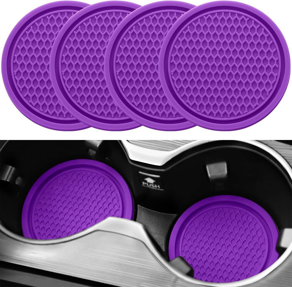 SINGARO Car Cup Coaster, 4PCS Universal Non-Slip Cup Holders Embedded in Ornaments Coaster, Car Interior Accessories, Red