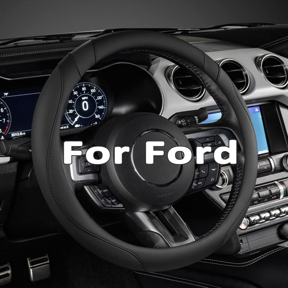 West Llama Customized Auto Car Steering Wheel Cover for Ford F-150, F-250, F-350, Expedition (Black)