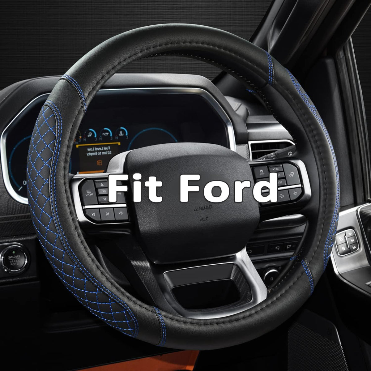 West Llama Customized Auto Car Steering Wheel Cover for Ford F-150, F-250, F-350, Expedition (Black)