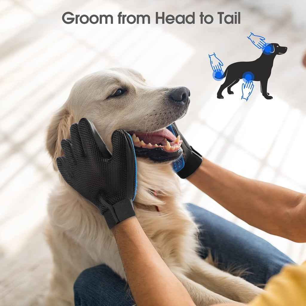 Pet Hair Removal Glove with 255 Silicone Tips for Dogs & Cats, 1 Pair Blue