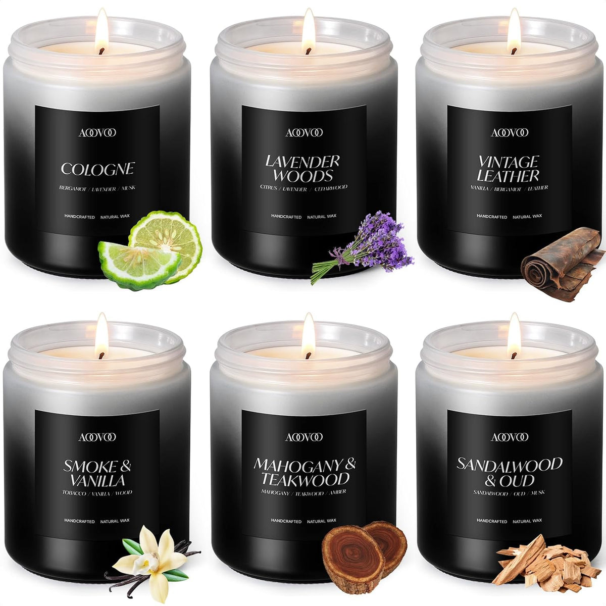 AOOVOO 6 Pack Fall Candles Set - 42oz Autumn Candle Gift for Home Scented