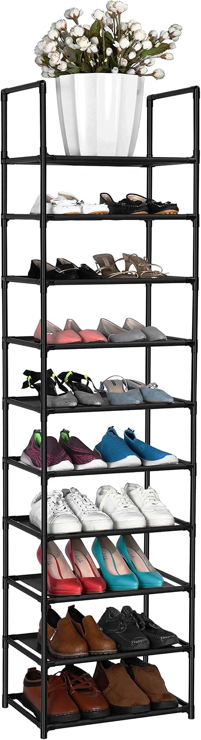 FIDUCIAL HOME 10 Tiers Shoe Rack Organizer 20 Pairs Tall Shoe Shelf
