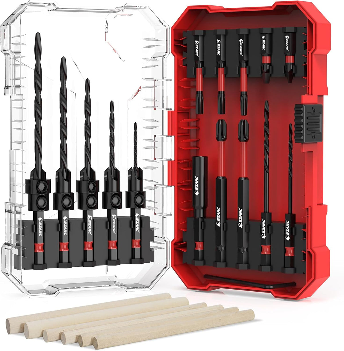 EZARC Countersink Drill Bit Set, 15PCS Tapered Bits with Plug Cutters