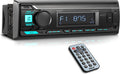 Pyle Marine Bluetooth Stereo Radio - 12v Single DIN Style Boat In dash Radio Receiver System with Built-in Mic, Digital LCD, RCA, MP3, USB, AM FM Radio - Remote Control - PLMRB29B (Black)