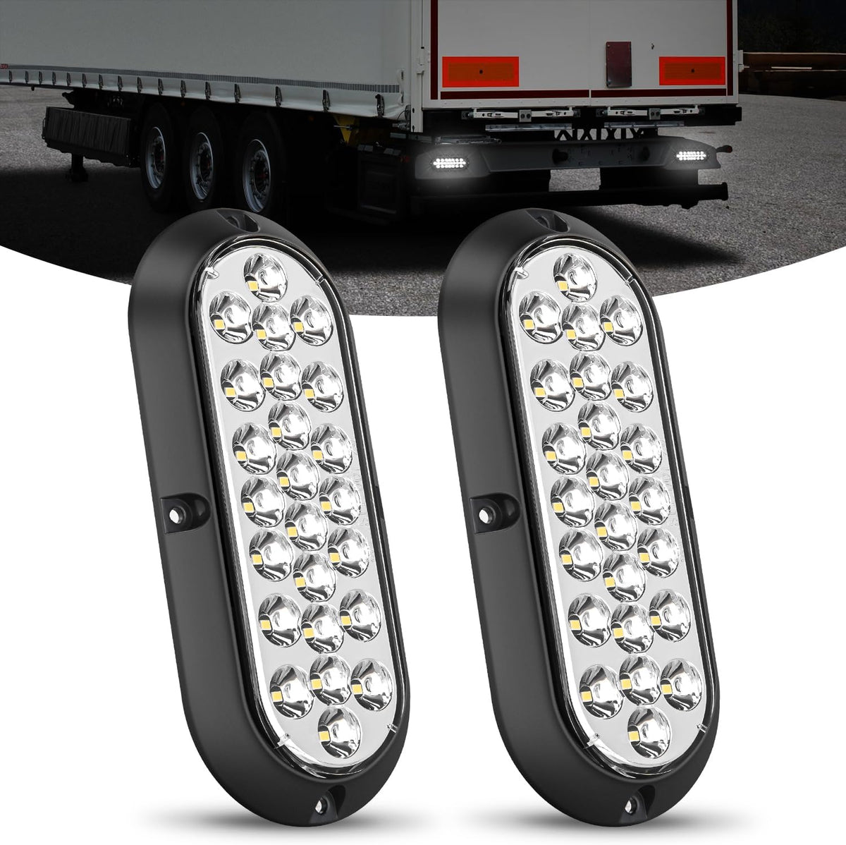 Nilight 6" Oval LED Trailer Tail Lights,Red, 2 Pack, Grommets Mount